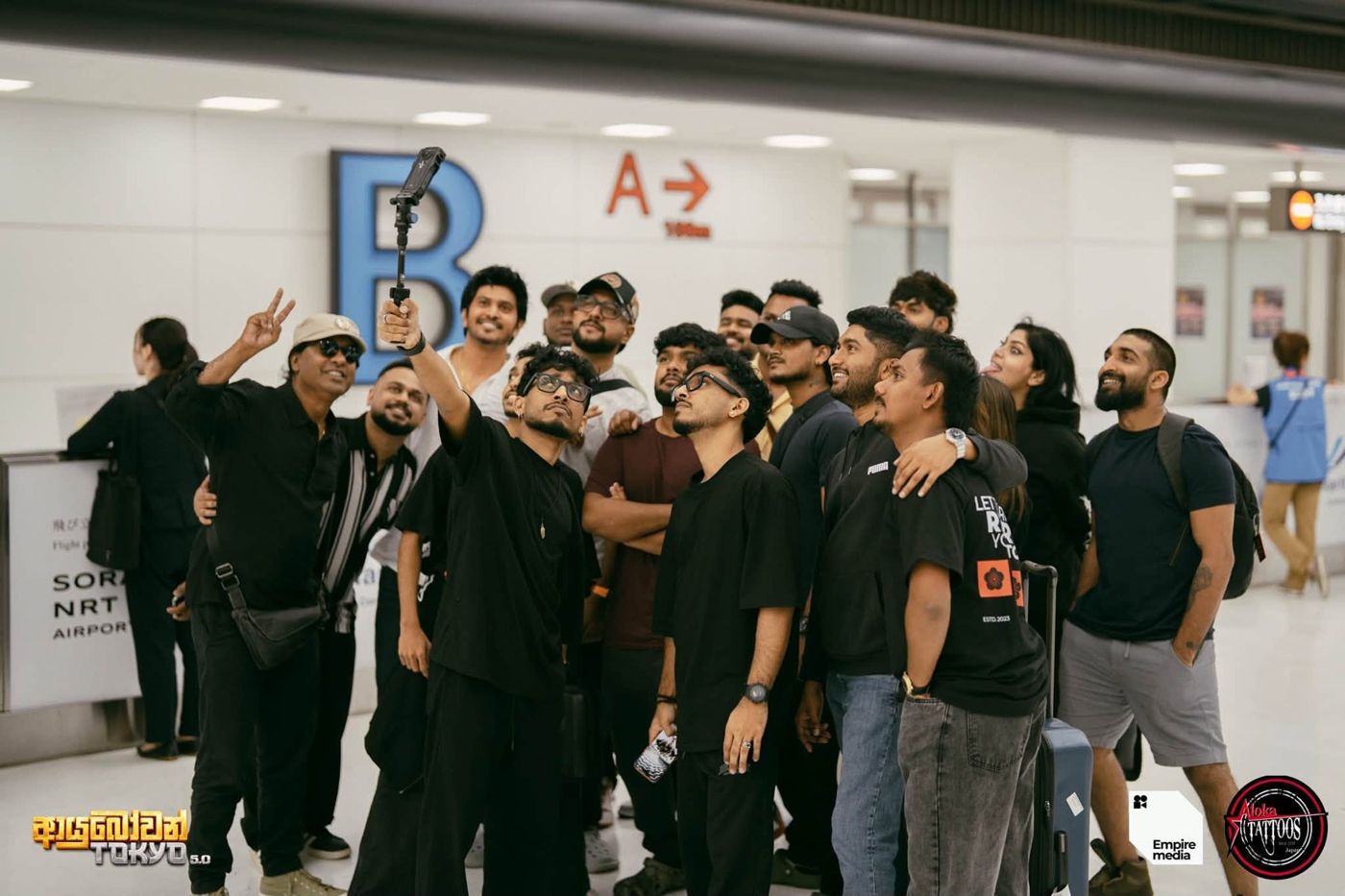 The Empire Events team taking a group selfie at Narita Airport